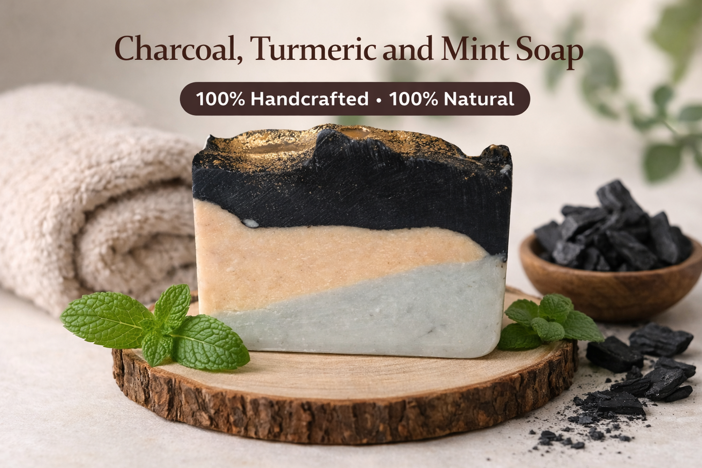 Charcoal, Turmeric & Mint Soap